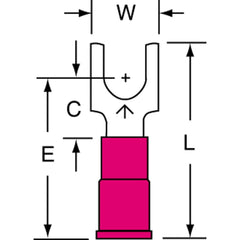 3M - #10 Stud, 22 to 18 AWG Compatible, Partially Insulated, Crimp Connection, Standard Fork Terminal - Exact Tooling