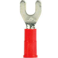 3M - #8 Stud, 22 to 18 AWG Compatible, Partially Insulated, Crimp Connection, Standard Fork Terminal - Exact Tooling