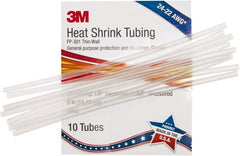3M - 6" Long, 2:1, Polyolefin Heat Shrink Electrical Tubing - Clear - Exact Tooling