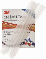 3M - 6" Long, 2:1, Polyolefin Heat Shrink Electrical Tubing - Clear - Exact Tooling