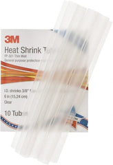 3M - 6" Long, 2:1, Polyolefin Heat Shrink Electrical Tubing - Clear - Exact Tooling
