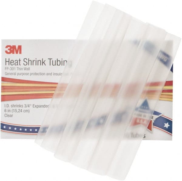 3M - 6" Long, 2:1, Polyolefin Heat Shrink Electrical Tubing - Clear - Exact Tooling