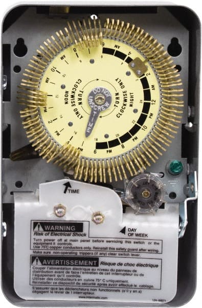 Intermatic - 24 hr with Day Skipper Indoor Analog Electromechanical Timer - 96 On/Off per Day, 480 VAC, 60 Hz, - Exact Tooling