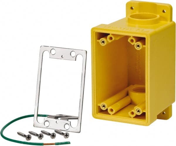 Leviton - 1 Gang, (2) 1" Knockouts, PVC Rectangle Outlet Box - 152.4mm Overall Height x 79.4mm Overall Width x 88.9mm Overall Depth - Exact Tooling