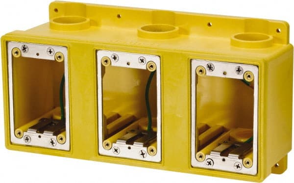 Leviton - 3 Gang, (6) 1" Knockouts, PVC Rectangle Outlet Box - 276.2mm Overall Height x 3-1/2" Overall Depth - Exact Tooling