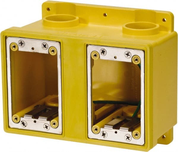 Leviton - 2 Gang, (4) 1" Knockouts, PVC Rectangle Outlet Box - 177.8mm Overall Height x 7" Overall Width x 3-1/2" Overall Depth - Exact Tooling