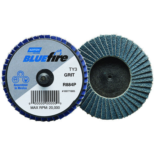 2″ BlueFire Plastic Flat Mini Flap Disc TR (Type III) Type 27 P120 Grit R884P2 Zirconia Alumina - Exact Tooling