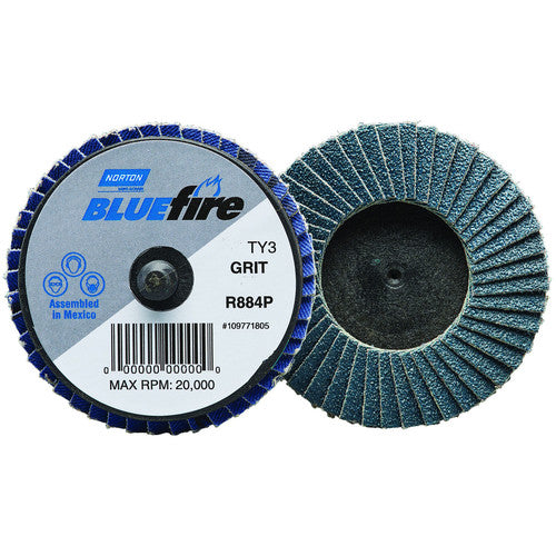 3″ BlueFire Plastic Flat Mini Flap Disc TR (Type III) Type 27 P40 Grit R884P1 Zirconia Alumina - Exact Tooling