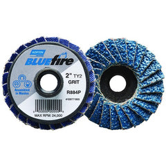 2″ BlueFire Plastic Flat Mini Flap Disc TS (Type II) Type 27 P60 Grit R884P1 Zirconia Alumina - Exact Tooling