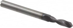 Accupro - 13/64" 140° Spiral Flute Solid Carbide Screw Machine Drill Bit - AlTiN Finish, Right Hand Cut, 19.3mm Flute Length, 66mm OAL, Standard Point, Straight Shank, Through Coolant - Exact Tooling