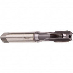 Emuge - M8x1.25 Metric Coarse 6HX 3 Flute TiCN Finish Cobalt Straight Flute Machine Tap - Modified Bottoming, Right Hand Thread, 90mm OAL, 20mm Thread Length, Oversize, Through Coolant - Exact Tooling