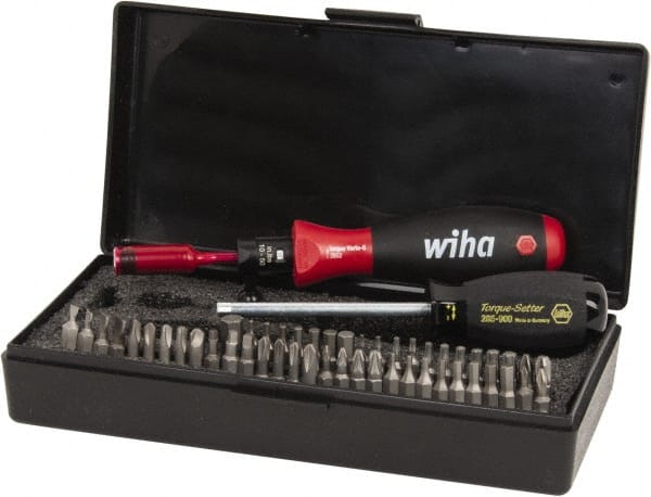 Wiha - 53 Piece, 1/4" Drive Screwdriver Wiha TorqueVario - S Bit Set - #0, 1, 2 & 3 Phillips, 1.5 to 8mm Hex, T6 to T25 Torx, #0, #1, #2 & #3 Pozidriv, #1, #2 & #3 Square Recess, 4.5, 5.5, 6.5 & 8mm Slotted, #1, #2, #3 & #4 Tri-Wing - Exact Tooling