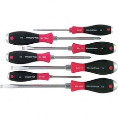 Wiha - 7 Piece Slotted & Phillips Screwdriver Set - Bit Sizes: Philips #1, #2 & #3, Comes in Box - Exact Tooling