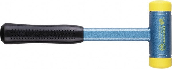 Wiha - 1-9/16" Face Diam Polyurethane Dead Blow Hammer - 15-1/8" OAL, Steel with Cushion Grip Handle - Exact Tooling