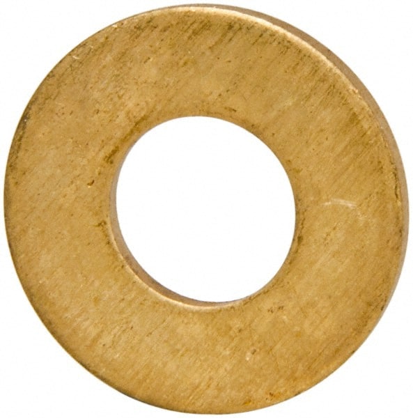 Value Collection - 1/4" Screw, Brass Standard Flat Washer - 0.26" ID x 0.562" OD, 0.04" Thick, Plain Finish - Exact Tooling