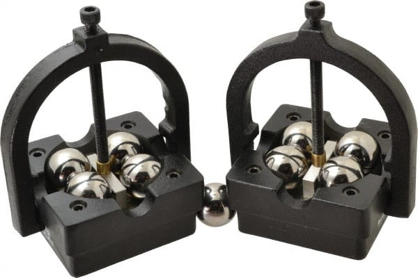 SPI - 3/16 to 15" Capacity, 90° Angle, Cast Iron Ball Bearing V-Block - 4-3/4" Long x 4-3/4" x 1-5/8" Wide, Sold as 2 Block Set - Exact Tooling