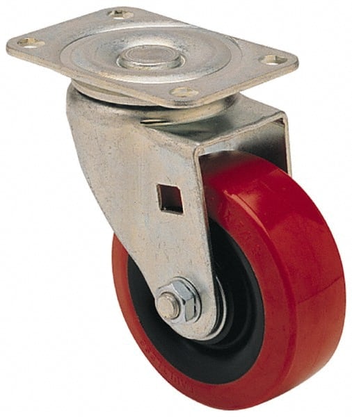Albion - 3" Diam x 1-1/4" Wide x 3-3/16" OAH Top Plate Mount Swivel Caster - Polyolefin, 270 Lb Capacity, Plain Bearing, 2-1/2 x 3-5/8" Plate - Exact Tooling