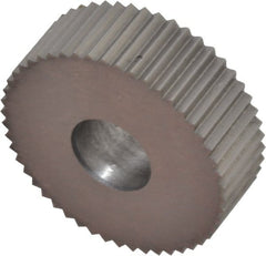 Made in USA - 3/4" Diam, 90° Tooth Angle, 21 TPI, Standard (Shape), Form Type High Speed Steel Straight Knurl Wheel - 1/4" Face Width, 1/4" Hole, Circular Pitch, Series KN - Exact Tooling