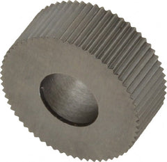 Made in USA - 5/8" Diam, 90° Tooth Angle, 32 TPI, Standard (Shape), Form Type High Speed Steel Straight Knurl Wheel - 1/4" Face Width, 1/4" Hole, Circular Pitch, Bright Finish, Series GK - Exact Tooling