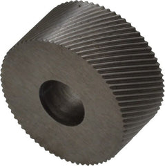 Made in USA - 3/4" Diam, 90° Tooth Angle, 35 TPI, Standard (Shape), Form Type High Speed Steel Right-Hand Diagonal Knurl Wheel - 3/8" Face Width, 1/4" Hole, Circular Pitch, 30° Helix, Bright Finish, Series KP - Exact Tooling