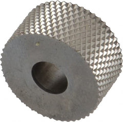 Made in USA - 3/4" Diam, 90° Tooth Angle, 21 TPI, Standard (Shape), Form Type High Speed Steel Male Diamond Knurl Wheel - 3/8" Face Width, 1/4" Hole, Circular Pitch, Series KP - Exact Tooling