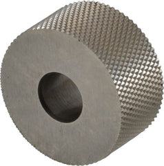 Made in USA - 3/4" Diam, 90° Tooth Angle, 33 TPI, Standard (Shape), Form Type High Speed Steel Male Diamond Knurl Wheel - 3/8" Face Width, 1/4" Hole, Circular Pitch, Series KP - Exact Tooling