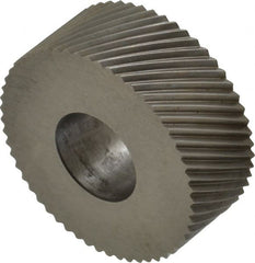 Made in USA - 1-1/4" Diam, 90° Tooth Angle, 14 TPI, Standard (Shape), Form Type High Speed Steel Right-Hand Diagonal Knurl Wheel - 1/2" Face Width, 1/2" Hole, Circular Pitch, 30° Helix, Bright Finish, Series PH - Exact Tooling