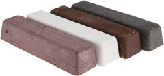 Made in USA - 1/4 Lb Emery, Rouge & Tripoli Compound - Grade C, Black, Brown, Red & White, Use on Aluminum, Carbon, Chrome, Copper, Gold, Iron, Nickel, Pewter, Plastic, Platinum, Rubber, Silver, Stainless Steel, Steel, Sterling, White Metals, Wood & Zinc - Exact Tooling