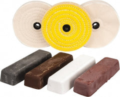 Made in USA - 6" Diam Concentric Sewn, Loose Sewn Buffing Wheel Set - 1/2, 5/8, 3/4 & 1" Arbor Hole - Exact Tooling