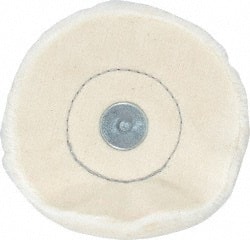 Made in USA - 4" Diam x 1/2" Thick, Loose Sewn Mounted Buffing Wheel - 40 Ply, 1/4" Shank Diam - Exact Tooling
