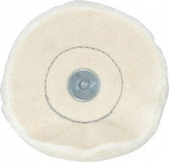 Made in USA - 4" Diam x 1/2" Thick, Loose Sewn Mounted Buffing Wheel - 40 Ply, 1/4" Shank Diam - Exact Tooling