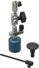 Fowler - 1-1/4" High Magnetic Indicator Base with Holders - 1-1/4" Base Diam, 25 Lb Magnetic Pull, Extension Arm - Exact Tooling