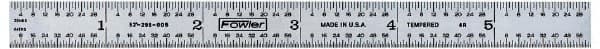 Fowler - 48" Long, 1/64, 1/32, 1/16, 1/8" Graduation, Rigid Steel Rule - 4R Graduation Style, Silver - Exact Tooling