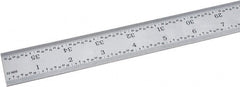 Fowler - 36" Long, 1/64, 1/32, 1/16, 1/8" Graduation, Rigid Steel Rule - 4R Graduation Style, Silver - Exact Tooling