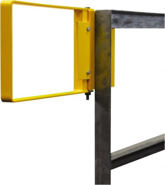 PRO-SAFE - Powder Coated Carbon Steel Self Closing Rail Safety Gate - Fits 25 to 27-1/2" Clear Opening, 1-1/2" Wide x 12" Door Height, Yellow - Exact Tooling