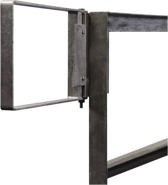 PRO-SAFE - Carbon Steel Self Closing Rail Safety Gate - Fits 25 to 27-1/2" Clear Opening, 1-1/2" Wide x 12" Door Height, Gray - Exact Tooling