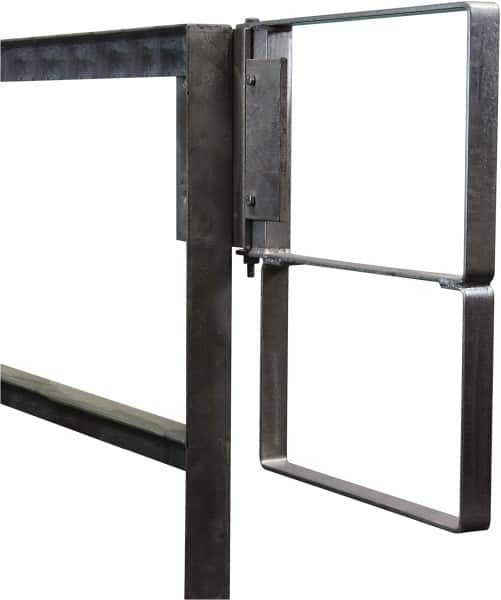 PRO-SAFE - Carbon Steel Self Closing Rail Safety Gate - Fits 34 to 36-1/2" Clear Opening, 1-1/2" Wide x 22" Door Height, Gray - Exact Tooling