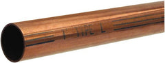 Mueller Industries - 5' Long, 1/2" OD x 0.43" ID, Grade C12200 Copper Water (L) Tube - 0.035" Wall Thickness, 0.198 Ft/Lb - Exact Tooling