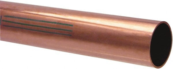 Mueller Industries - 10' Long, 7/8" OD x 3/4" ID, Grade C12200 Copper Water (K) Tube - 0.065" Wall Thickness, 0.641 Ft/Lb - Exact Tooling