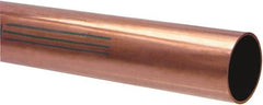 Mueller Industries - 10' Long, 7/8" OD x 3/4" ID, Grade C12200 Copper Water (K) Tube - 0.065" Wall Thickness, 0.641 Ft/Lb - Exact Tooling