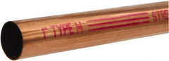 Mueller Industries - 10' Long, 7/8" OD x 0.811" ID, Grade C12200 Copper Water (M) Tube - 0.032" Wall Thickness, 0.328 Ft/Lb - Exact Tooling