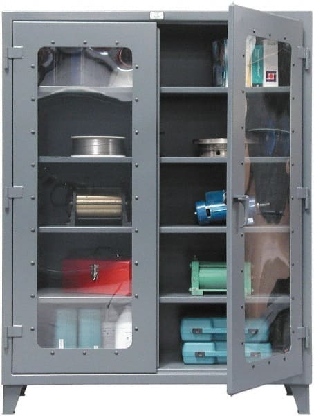 Strong Hold - 3 Shelf Visible Storage Cabinet - Steel, 48" Wide x 24" Deep x 60" High, Dark Gray - Exact Tooling