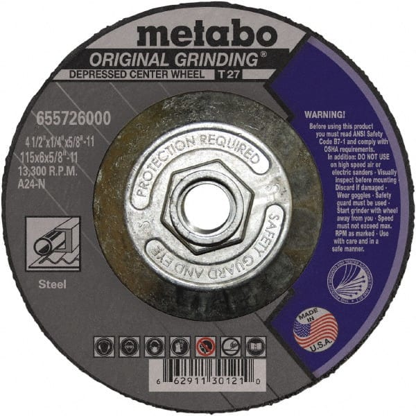 Metabo - Depressed-Center Wheels Wheel Diameter (Inch): 4 Wheel Thickness (Decimal Inch): 0.0400 - Exact Tooling