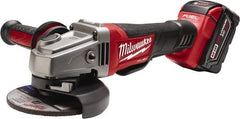 Milwaukee Tool - 4-1/2 & 5" Wheel Diam, 8,500 RPM, Cordless Angle & Disc Grinder - 5/8-11 Spindle, 18 Volts - Exact Tooling