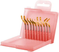 Shaviv - 12 Piece Hand Deburring Tool Set - E Blade Holder, E100P, E110P, E111P, E200P, E300P Blades, For Hole Edge, Straight Edge - Exact Tooling