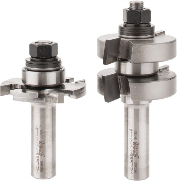 Freud - 1/4" Cut Diam, 1.3438" Length of Cut, 0 Flute Tongue & Groove Edge Profile Router Bit - Carbide-Tipped, 1/2" Shank Diam, 3-1/4" OAL, Proprietary Coating - Exact Tooling