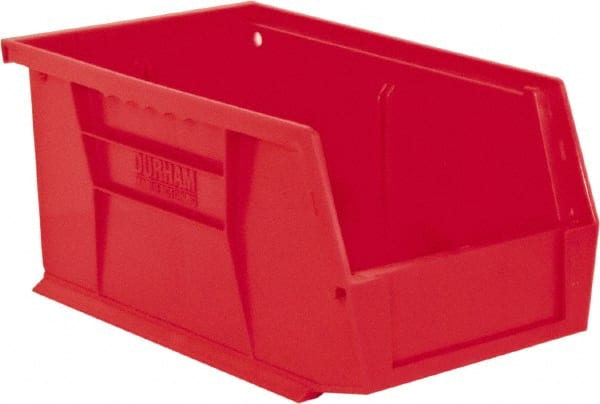 Durham - 11-3/8" Deep, Red Plastic Hang and Stack Bins - 5" High x 5-1/2" Wide x 11-3/8" Long - Exact Tooling