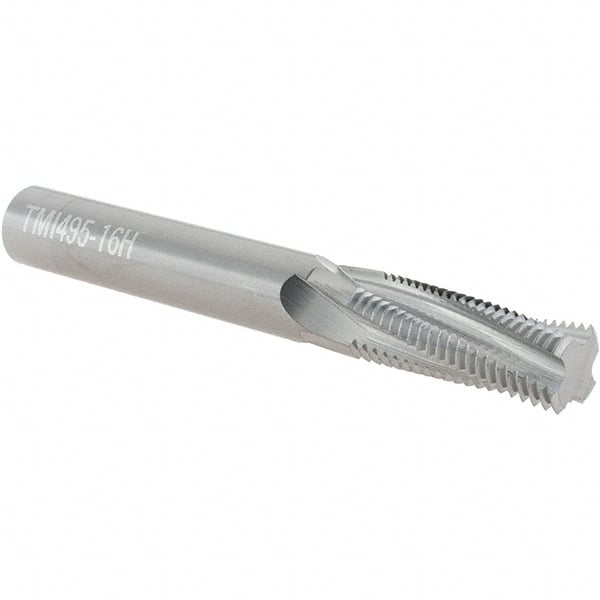 Scientific Cutting Tools - 3/4-16 UNF, 0.495" Cutting Diam, 4 Flute, Solid Carbide Helical Flute Thread Mill - Internal Thread, 1.338" LOC, 4" OAL, 1/2" Shank Diam - Exact Tooling
