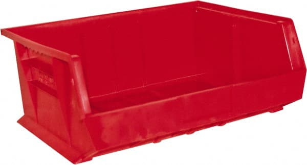 Durham - 14-5/8" Deep, Red Plastic Hang and Stack Bins - 7" High x 16-3/4" Wide x 14-5/8" Long - Exact Tooling