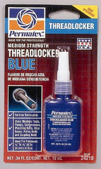Permatex - 10 mL Bottle, Blue, Medium Strength Liquid Threadlocker - Series 242, 24 hr Full Cure Time, Hand Tool Removal - Exact Tooling